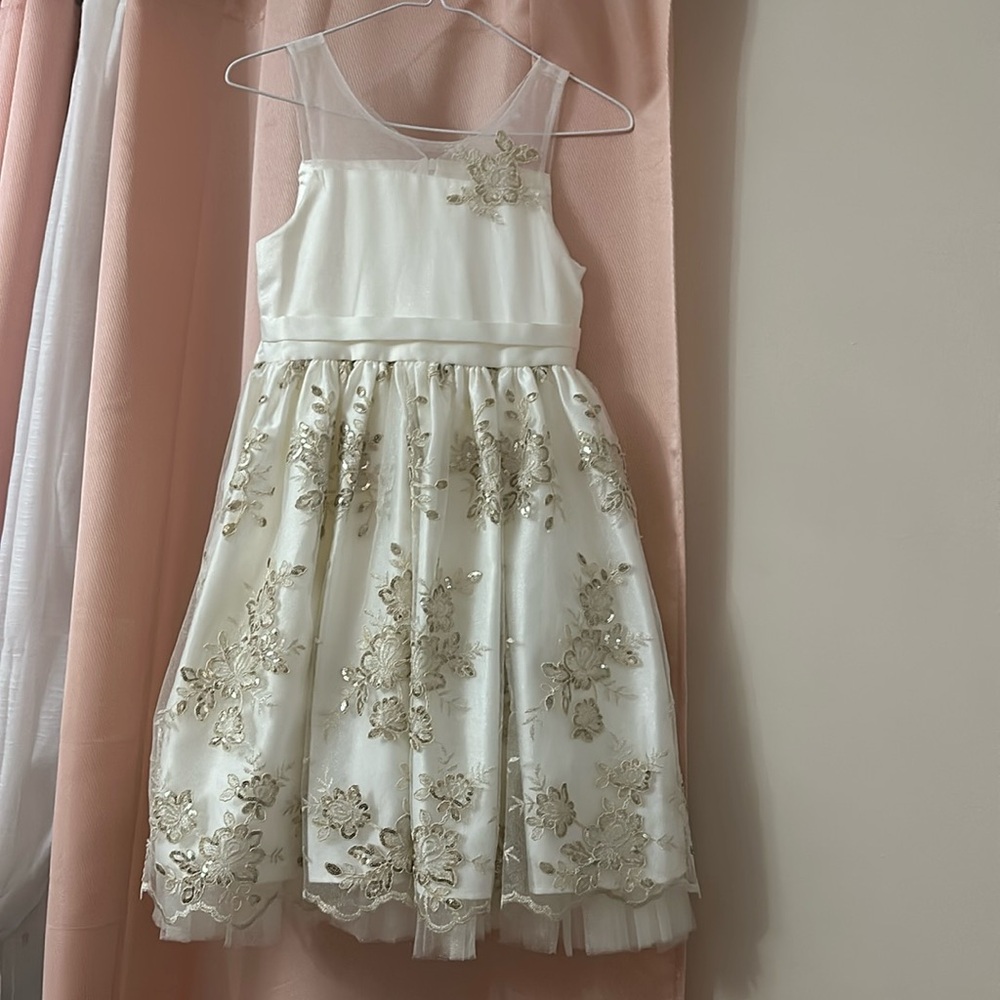 Dress for girls, Size 12, Gold and Beige